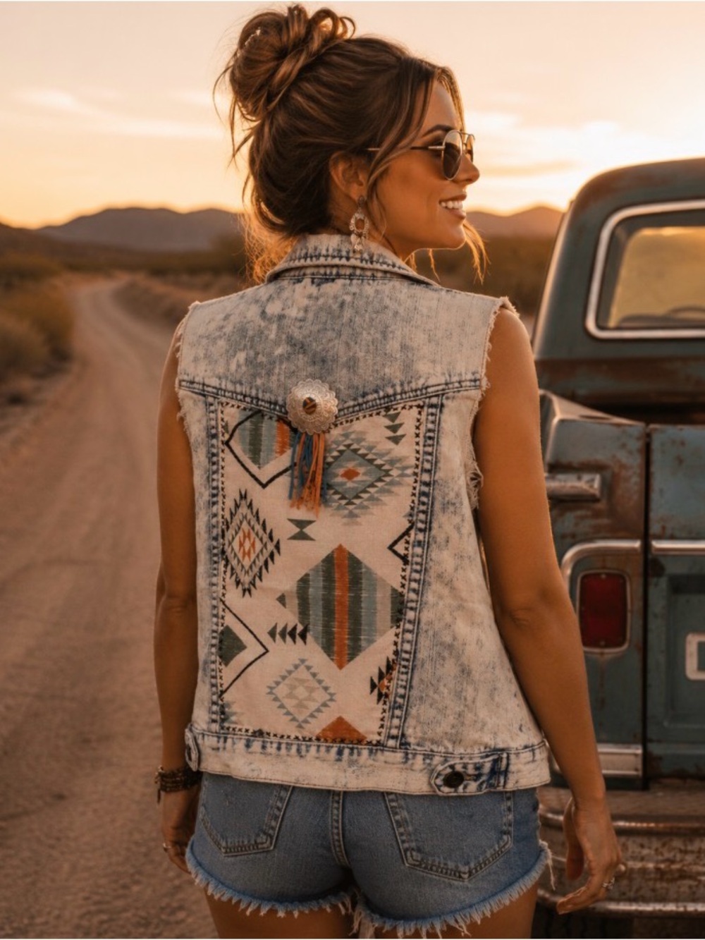 ❤️Custom western acid wash Denim Vest